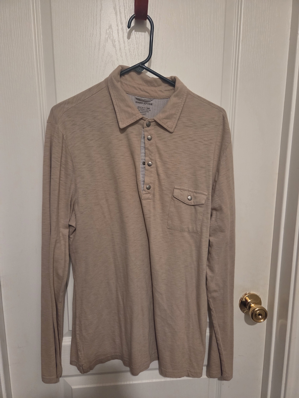 Banana Republic Men's Long Sleeve Polo in Beige
